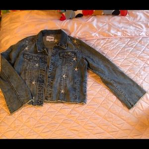 Velvet heart denim embroidered star jean jacket